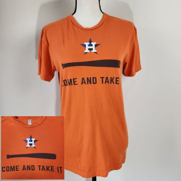 Tops - 2019 Houston Astros Baseball Size Small Orange Come And Take It MLB Cotton Shirt